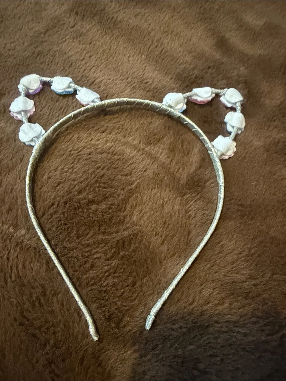 Kids Iridescent Pink & Blue Shell Cat Ear Headband